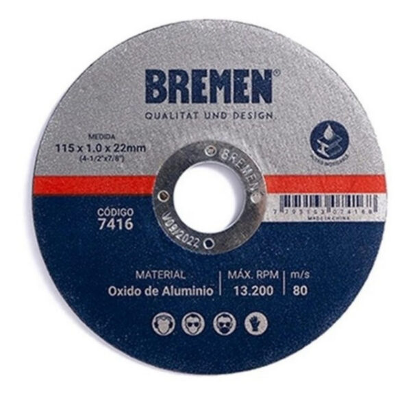 Disco Corte Amoladora Metal Bremen 115 X 1mm