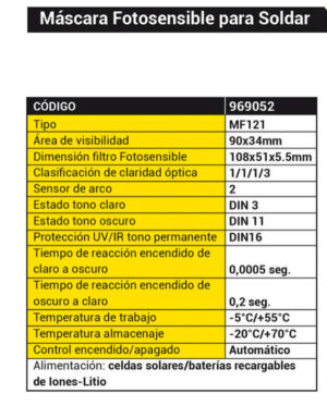 Careta Máscara Soldar Fotosensible Bta Mf121 - Imagen 2
