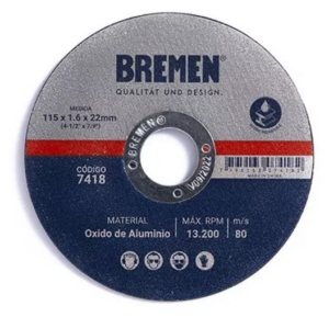 Disco Corte Amoladora Metal Bremen 115 x 1.6mm