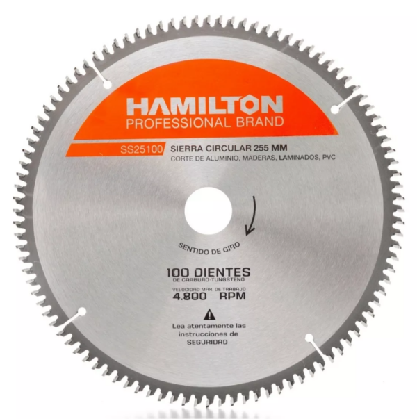 Disco Sierra Circular 100 Dientes 255mm 10" Hamilton